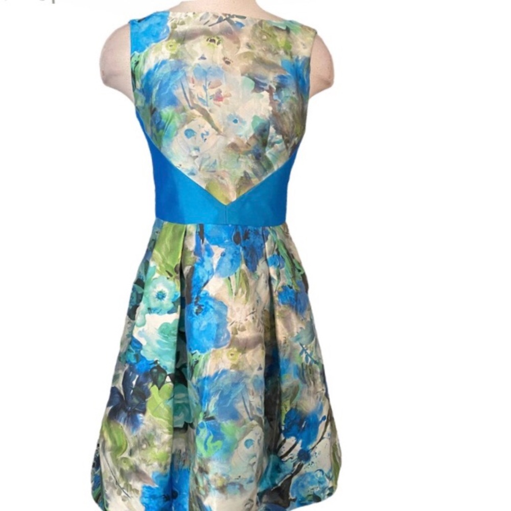 THEIA floral blue dress sz-4 - Picture 1 of 7
